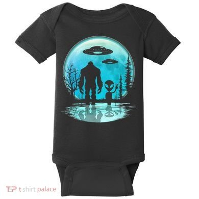 Alien And Bigfoot Moon Baby Bodysuit