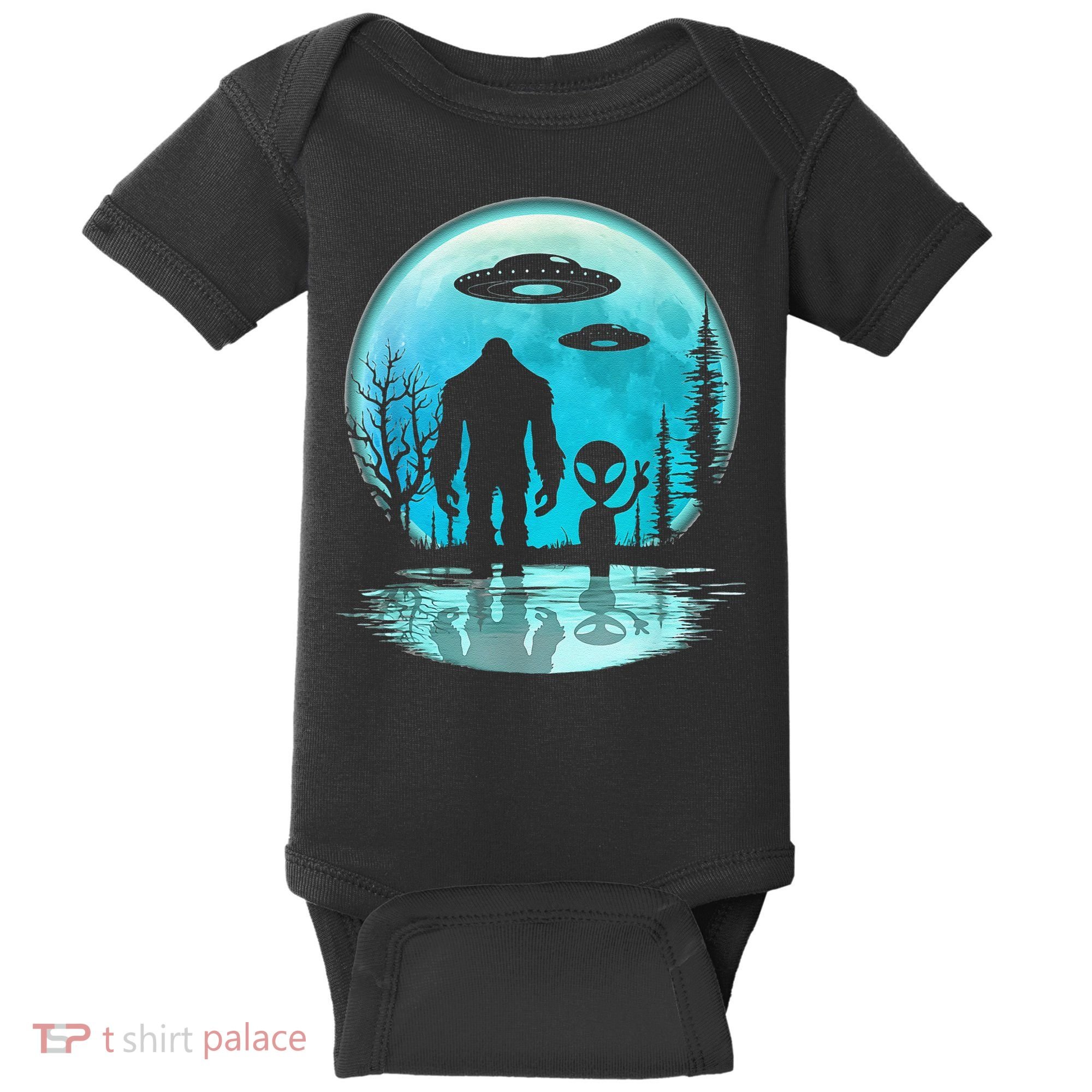 Alien And Bigfoot Moon Baby Bodysuit