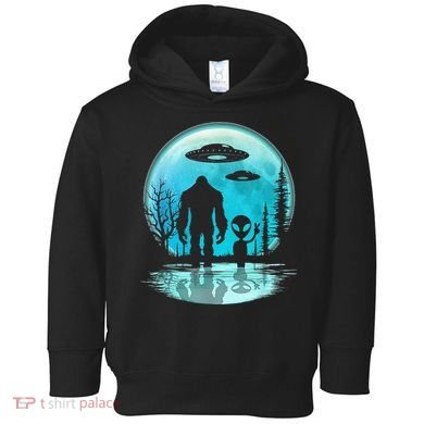 Alien And Bigfoot Moon Toddler Hoodie