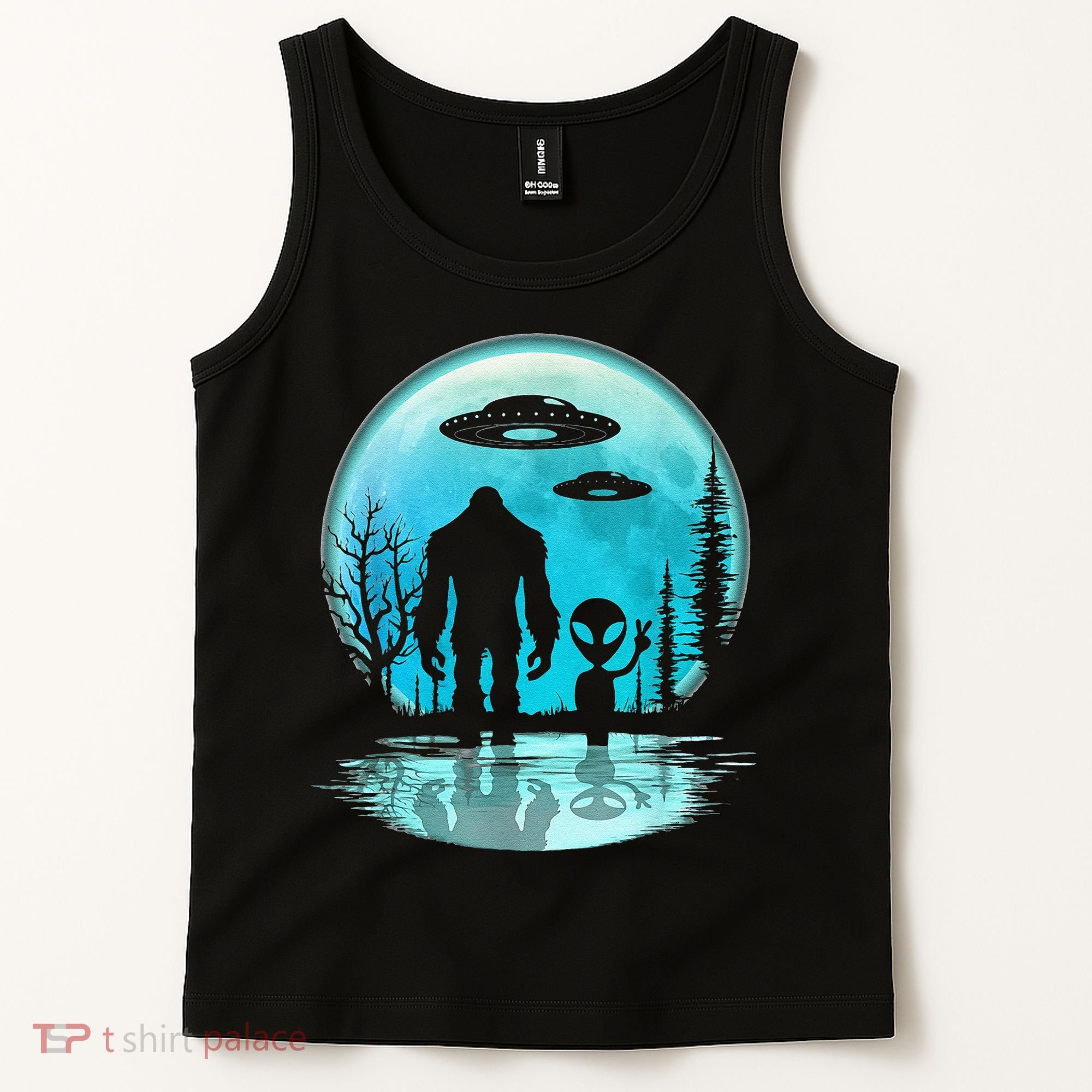 Alien And Bigfoot Moon Tank Top