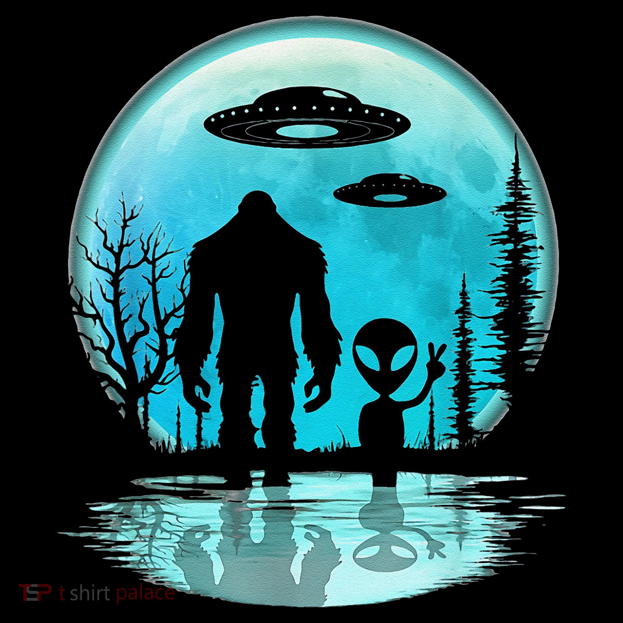 Alien And Bigfoot Moon Toddler T-Shirt