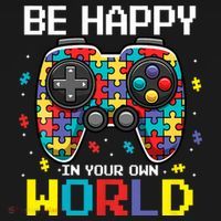Autism Awareness Be Happy In Your Own World Gamer Women's Hoodie thumb 2