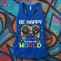 Autism Awareness Be Happy In Your Own World Gamer Women's Tank Top thumb 3