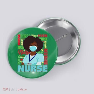 African American Black Nurse Button