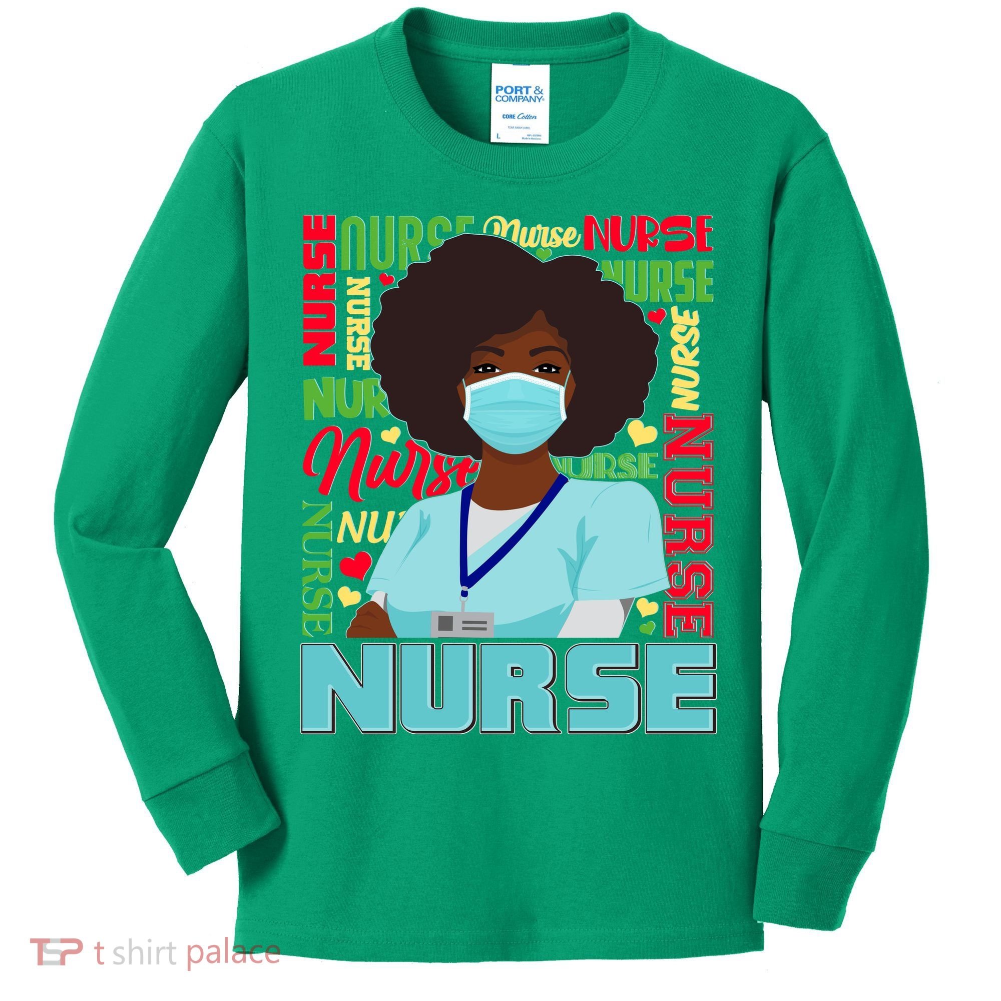 African American Black Nurse Kids Long Sleeve Shirt