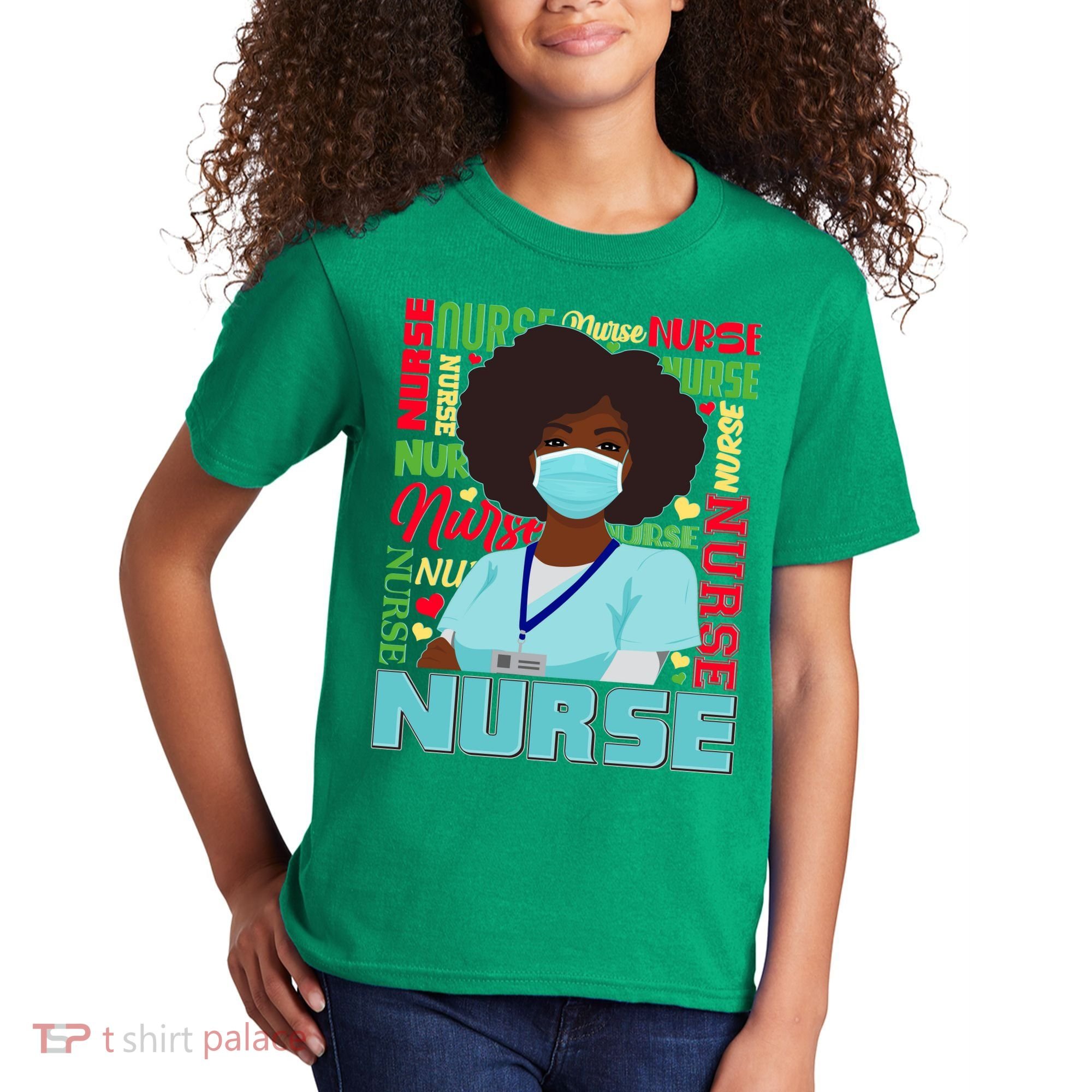 African American Black Nurse Kids T-Shirt