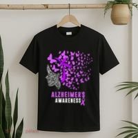 AlzheimerS Awareness Butterflies Purple Ribbon T-Shirt thumb 2
