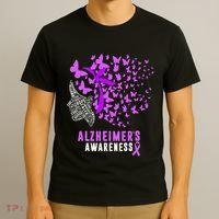AlzheimerS Awareness Butterflies Purple Ribbon T-Shirt thumb 3