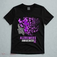AlzheimerS Awareness Butterflies Purple Ribbon T-Shirt thumb 5
