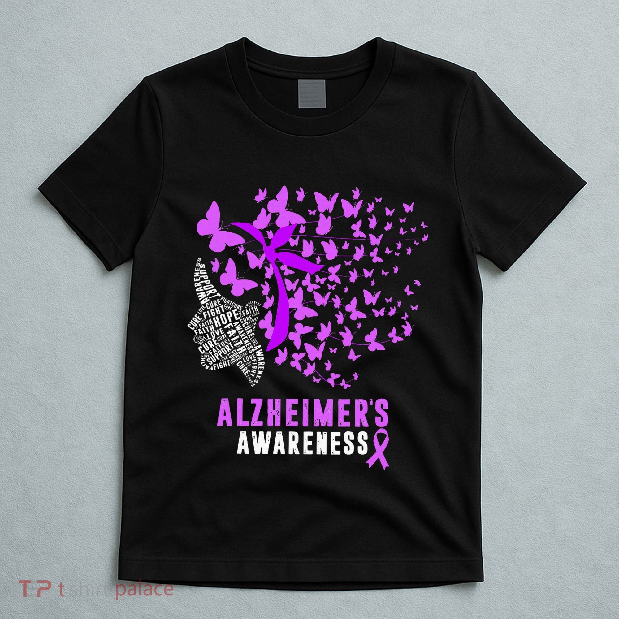 AlzheimerS Awareness Butterflies Purple Ribbon T-Shirt