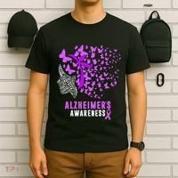 AlzheimerS Awareness Butterflies Purple Ribbon T-Shirt thumb 6