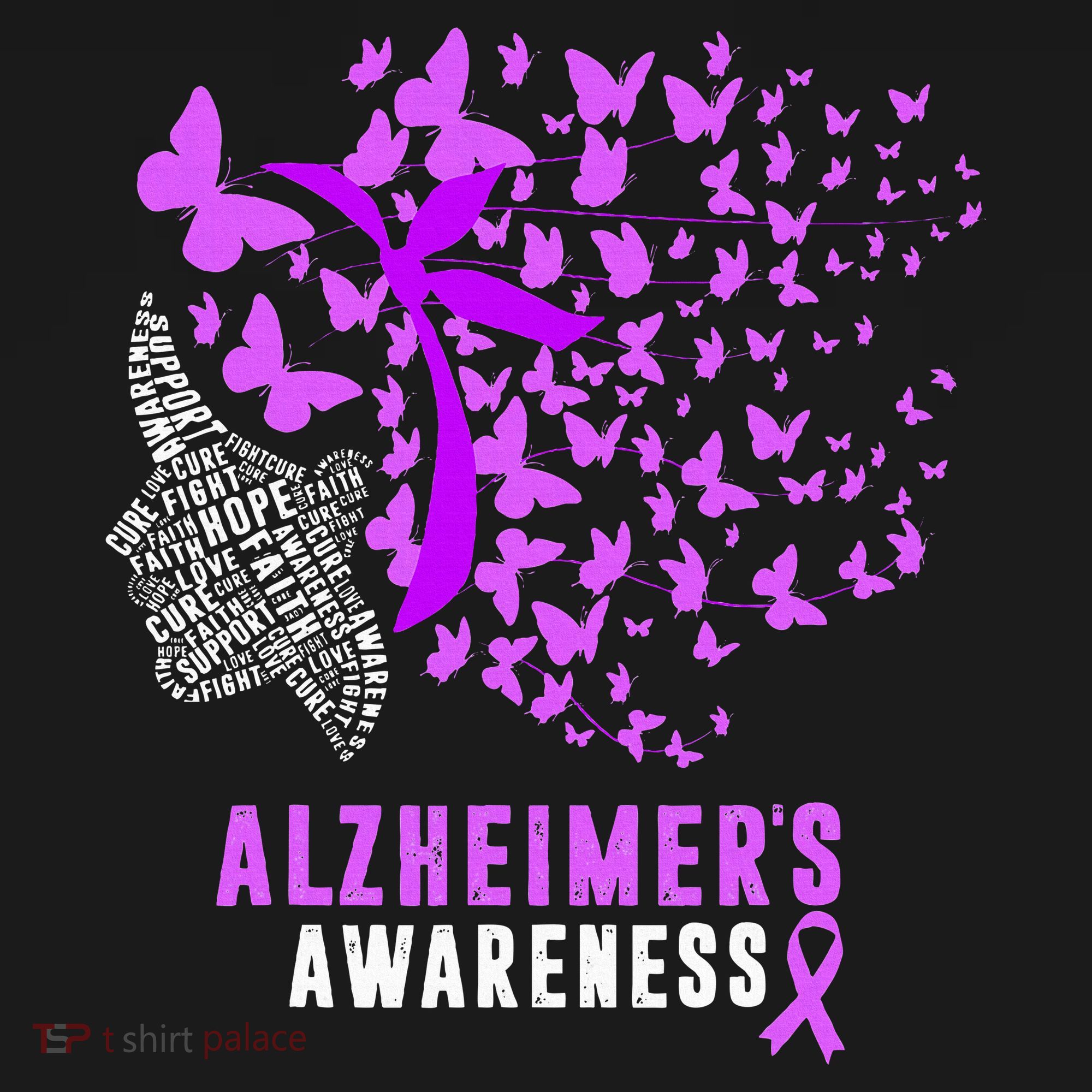 AlzheimerS Awareness Butterflies Purple Ribbon Polo