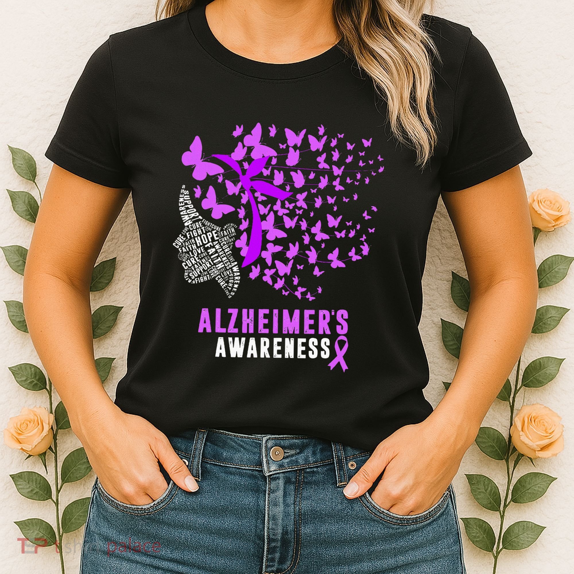 AlzheimerS Awareness Butterflies Purple Ribbon Women's T-Shirt
