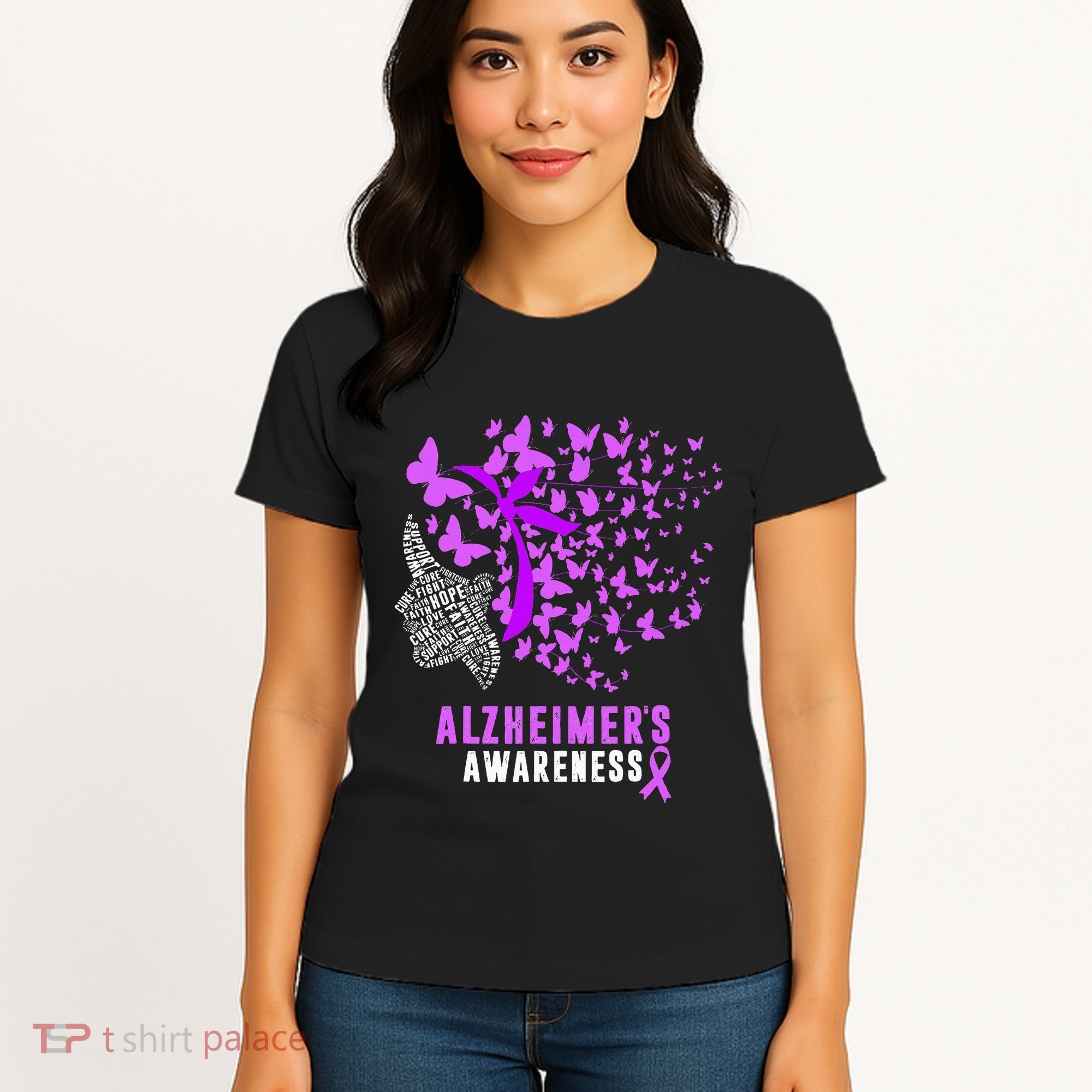 AlzheimerS Awareness Butterflies Purple Ribbon Women's T-Shirt