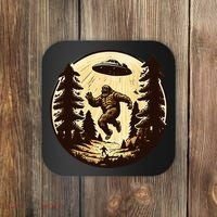 Alien And Bigfoot UFO Bigfoot Alien Coaster thumb 0