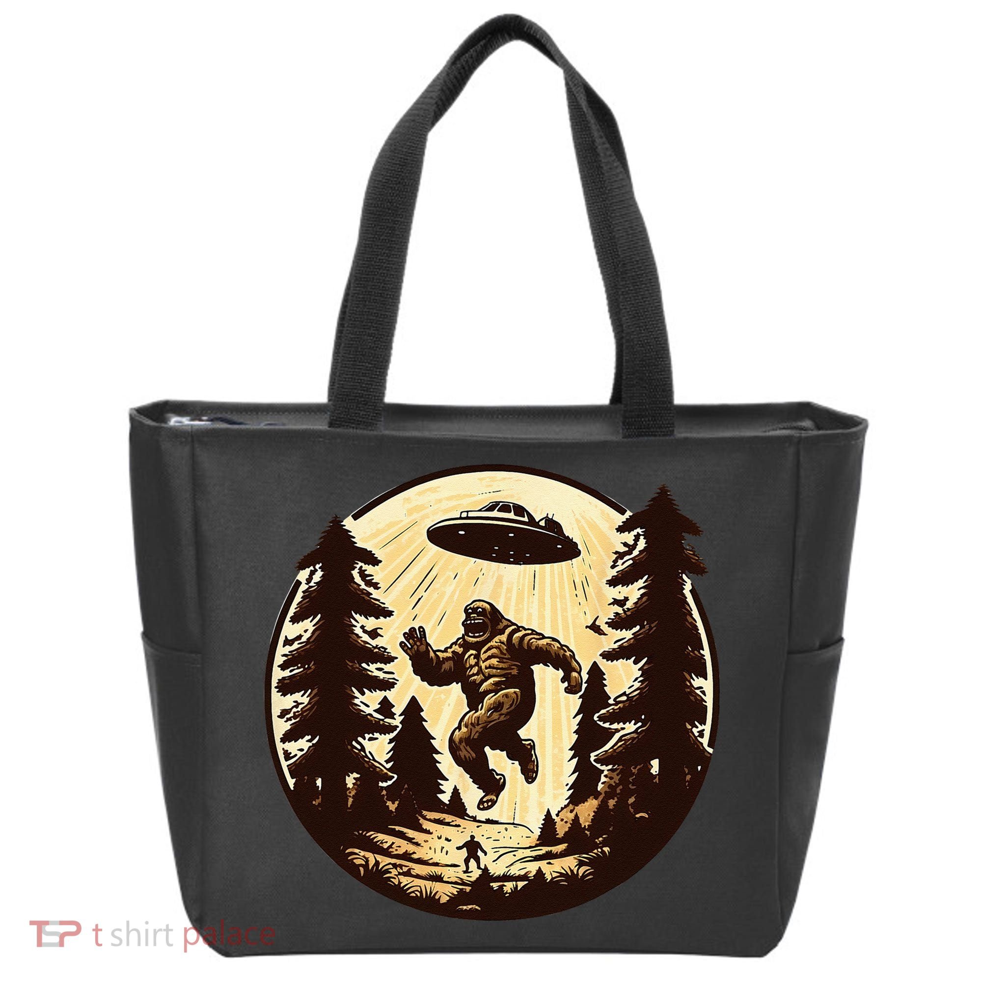 Alien And Bigfoot UFO Bigfoot Alien Tote Bag
