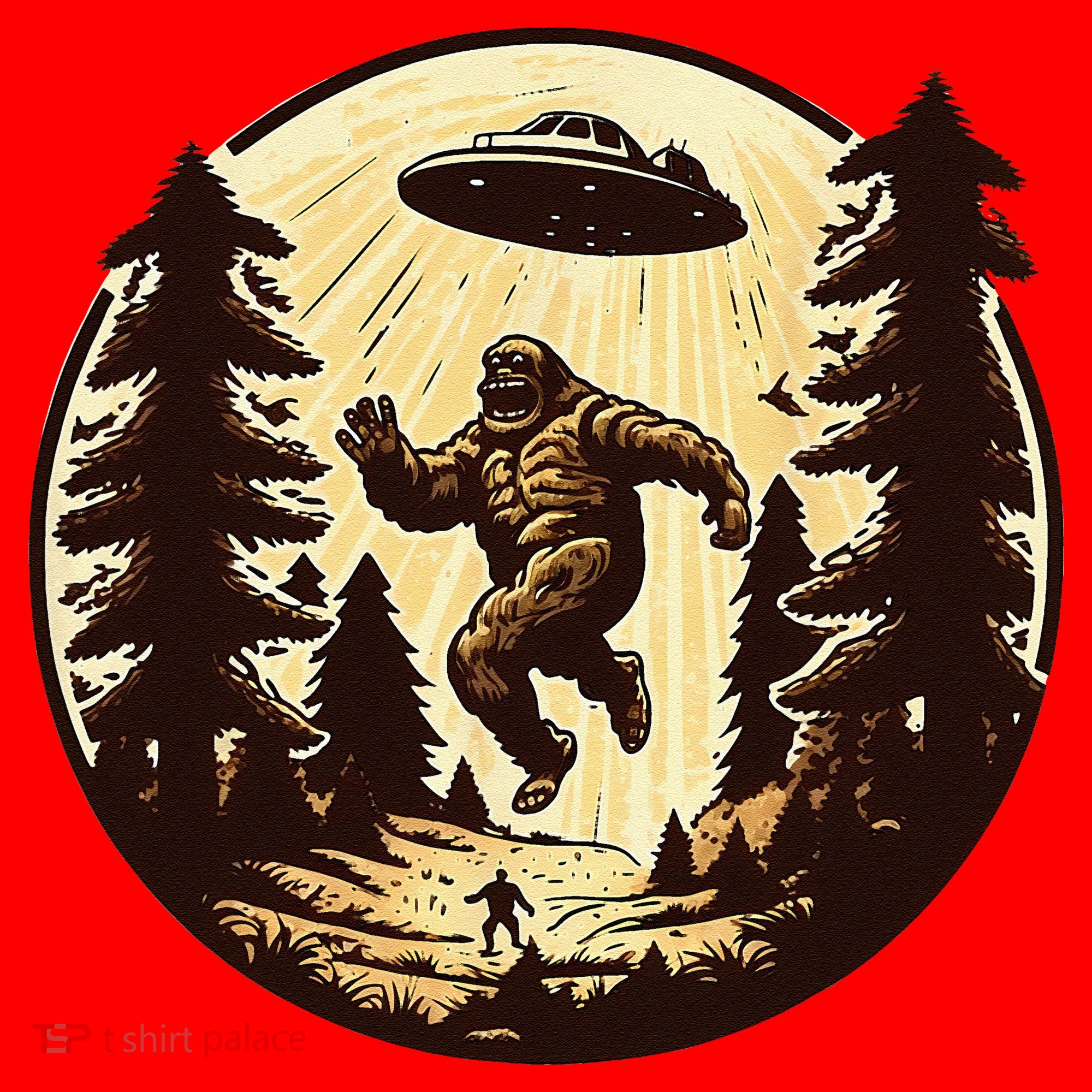 Alien And Bigfoot UFO Bigfoot Alien Santa Hat