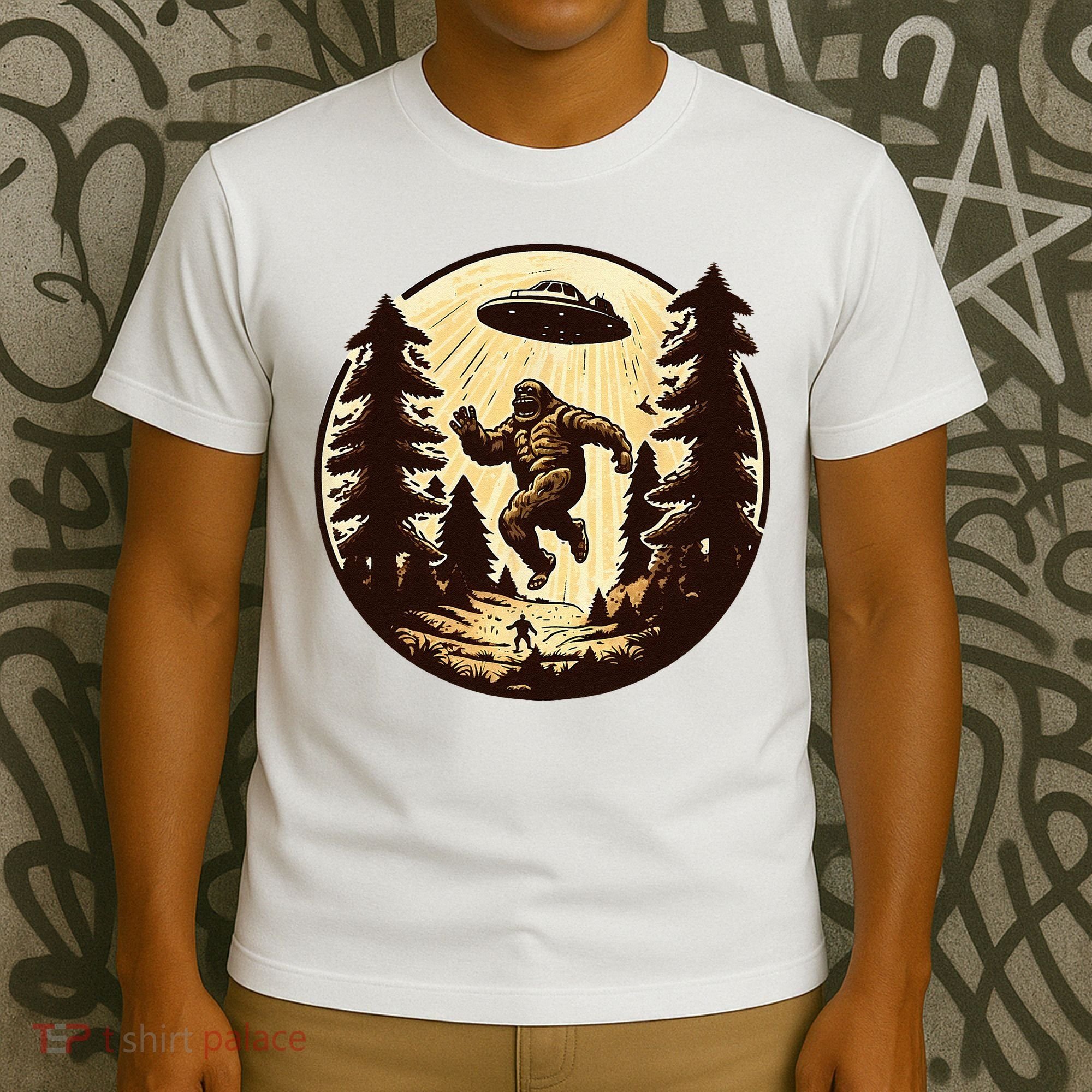 Alien And Bigfoot UFO Bigfoot Alien T-Shirt
