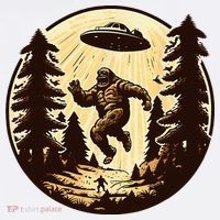 Alien And Bigfoot UFO Bigfoot Alien T-Shirt thumb 7