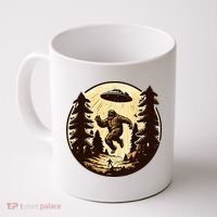 Alien And Bigfoot UFO Bigfoot Alien Coffee Mug thumb 0