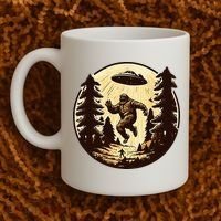 Alien And Bigfoot UFO Bigfoot Alien Coffee Mug thumb 2