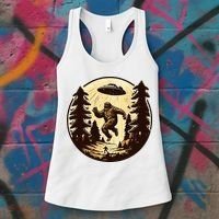Alien And Bigfoot UFO Bigfoot Alien Women's Tank Top thumb 3