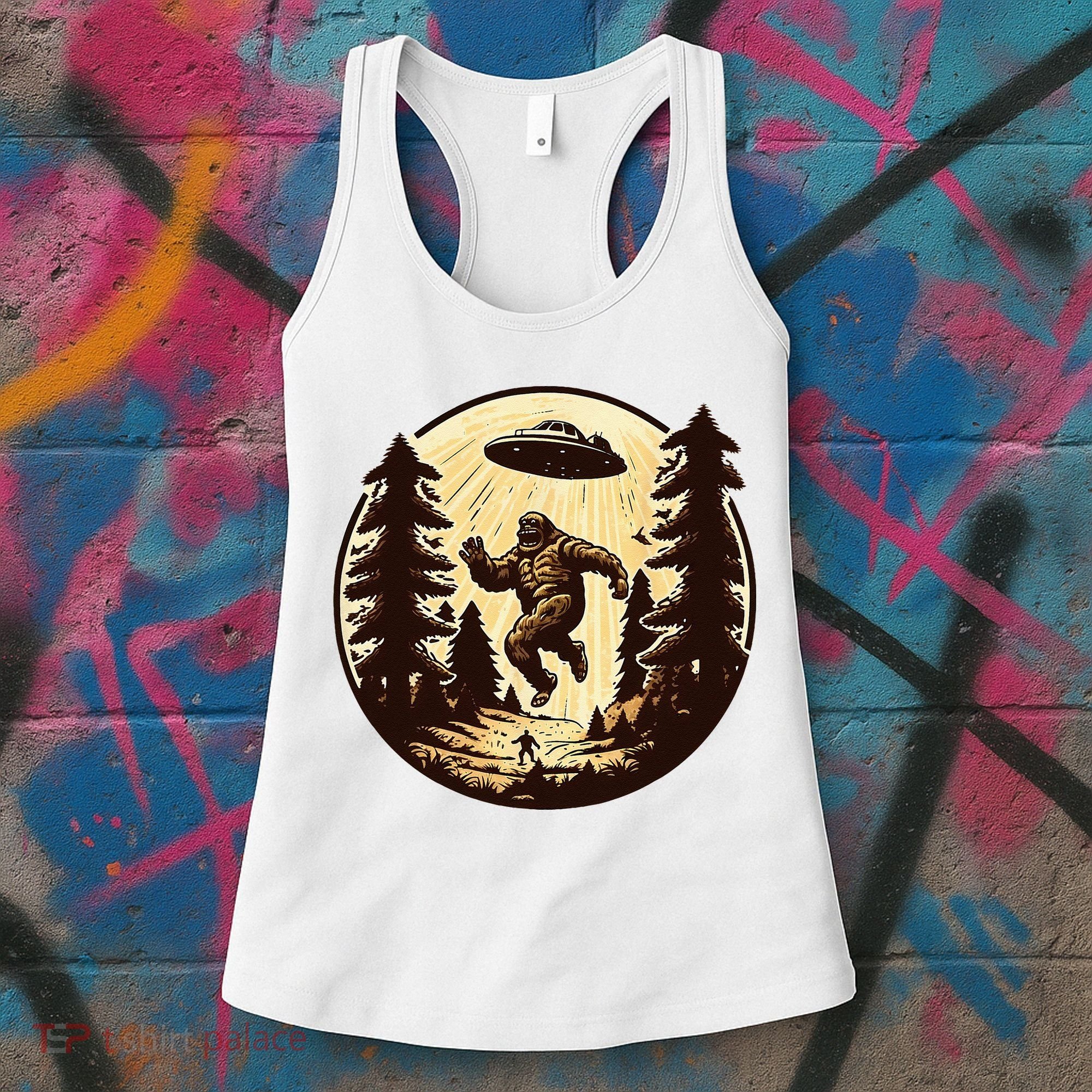 Alien And Bigfoot UFO Bigfoot Alien Women's Tank Top
