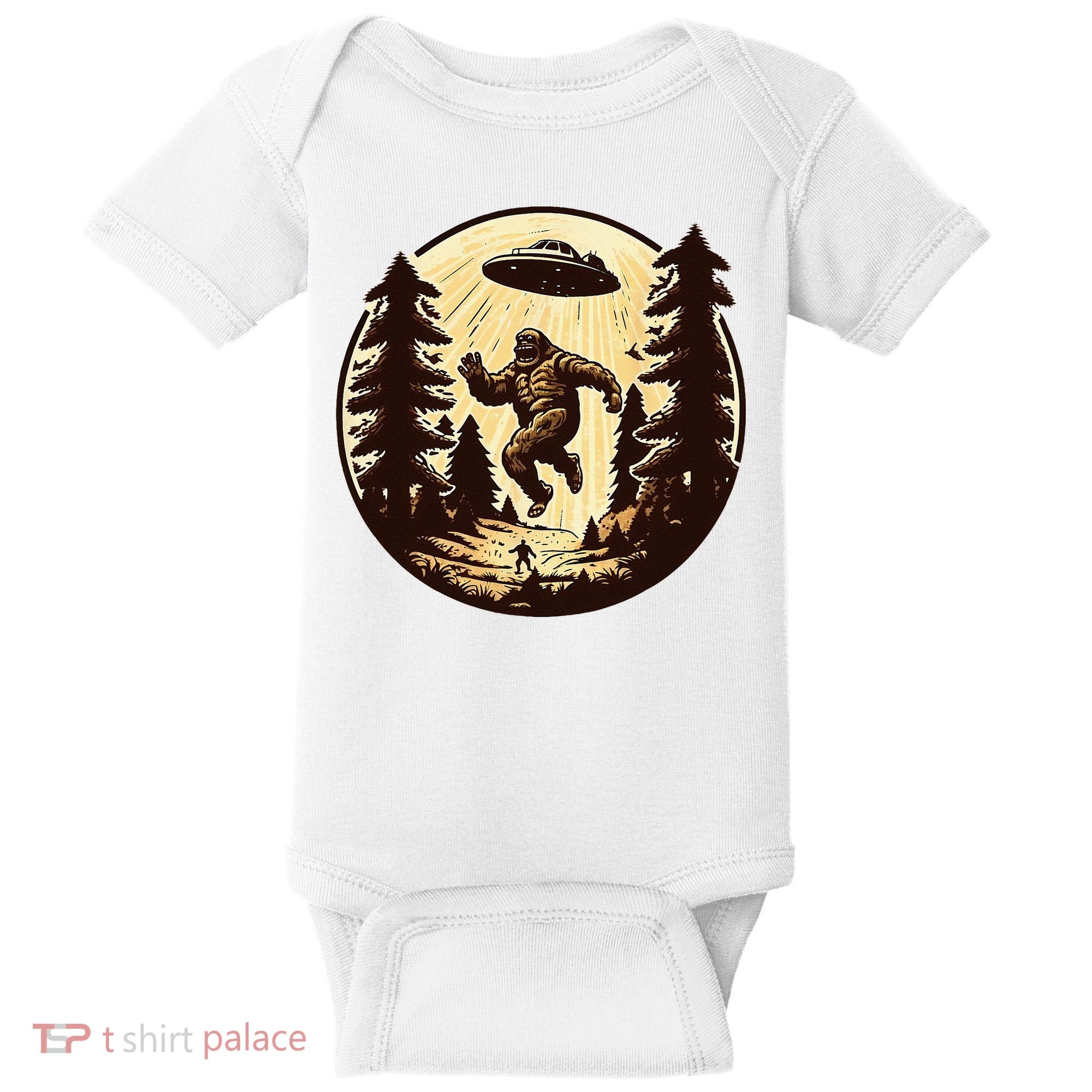 Alien And Bigfoot UFO Bigfoot Alien Baby Bodysuit