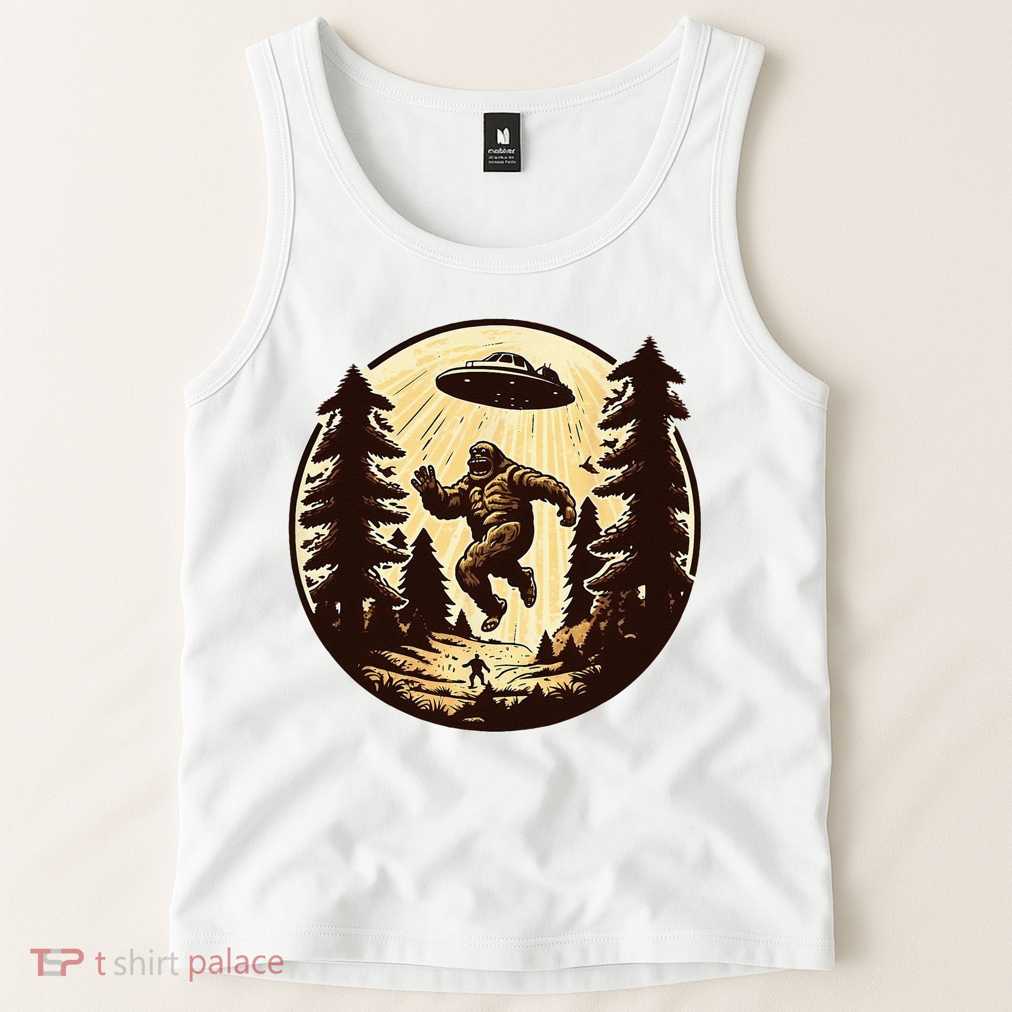 Alien And Bigfoot UFO Bigfoot Alien Tank Top