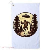 Alien And Bigfoot UFO Bigfoot Alien Golf Towel thumb 0