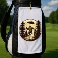 Alien And Bigfoot UFO Bigfoot Alien Golf Towel thumb 2