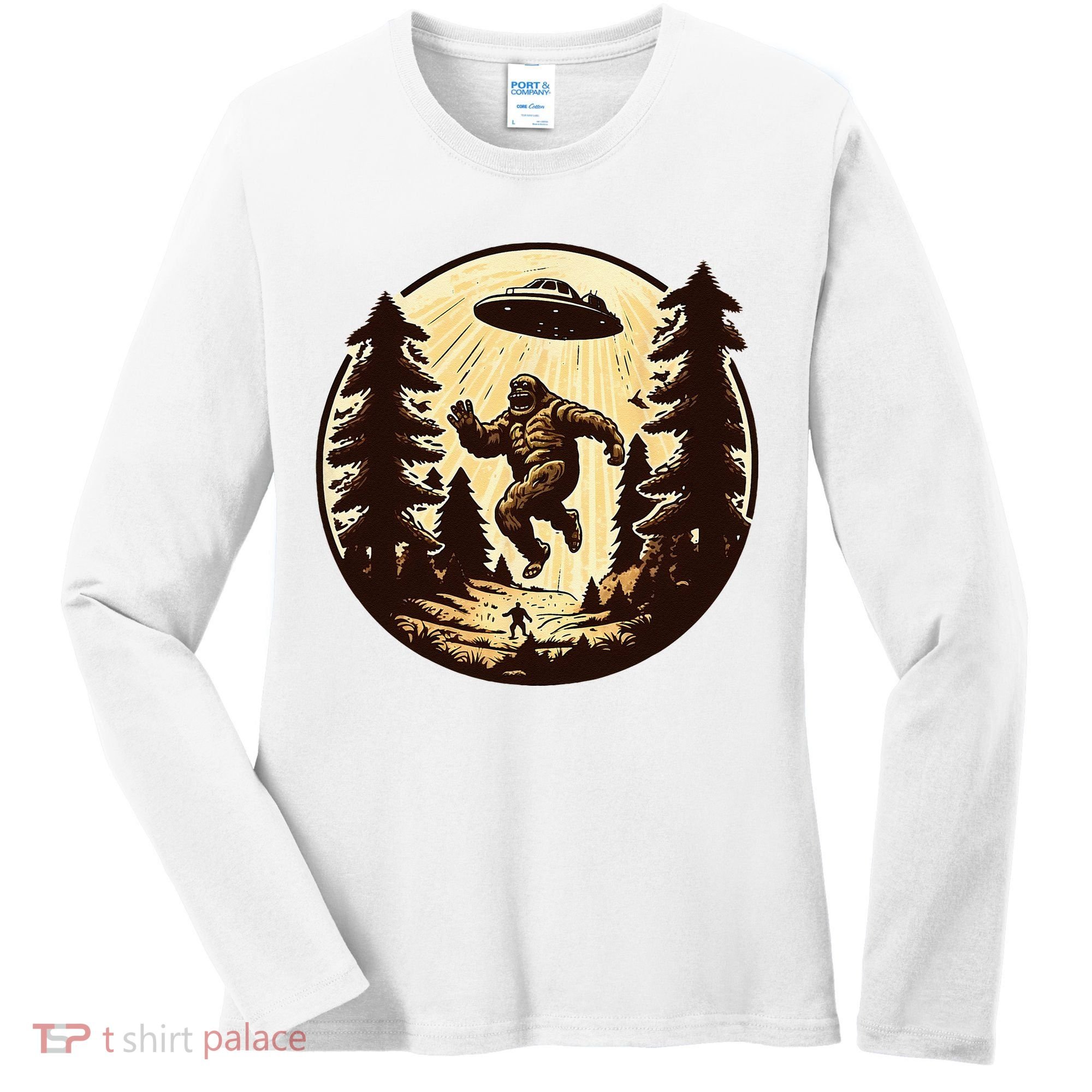 Alien And Bigfoot UFO Bigfoot Alien Women's Long Sleeve Shirt
