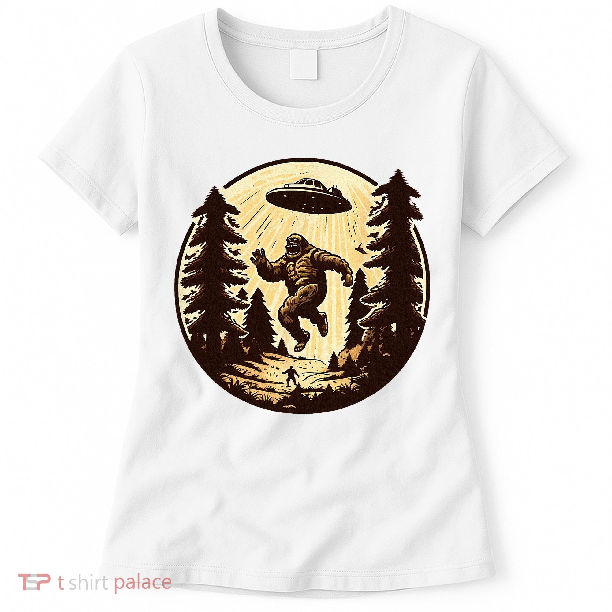 Alien And Bigfoot UFO Bigfoot Alien Women's T-Shirt