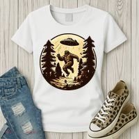 Alien And Bigfoot UFO Bigfoot Alien Women's T-Shirt thumb 3