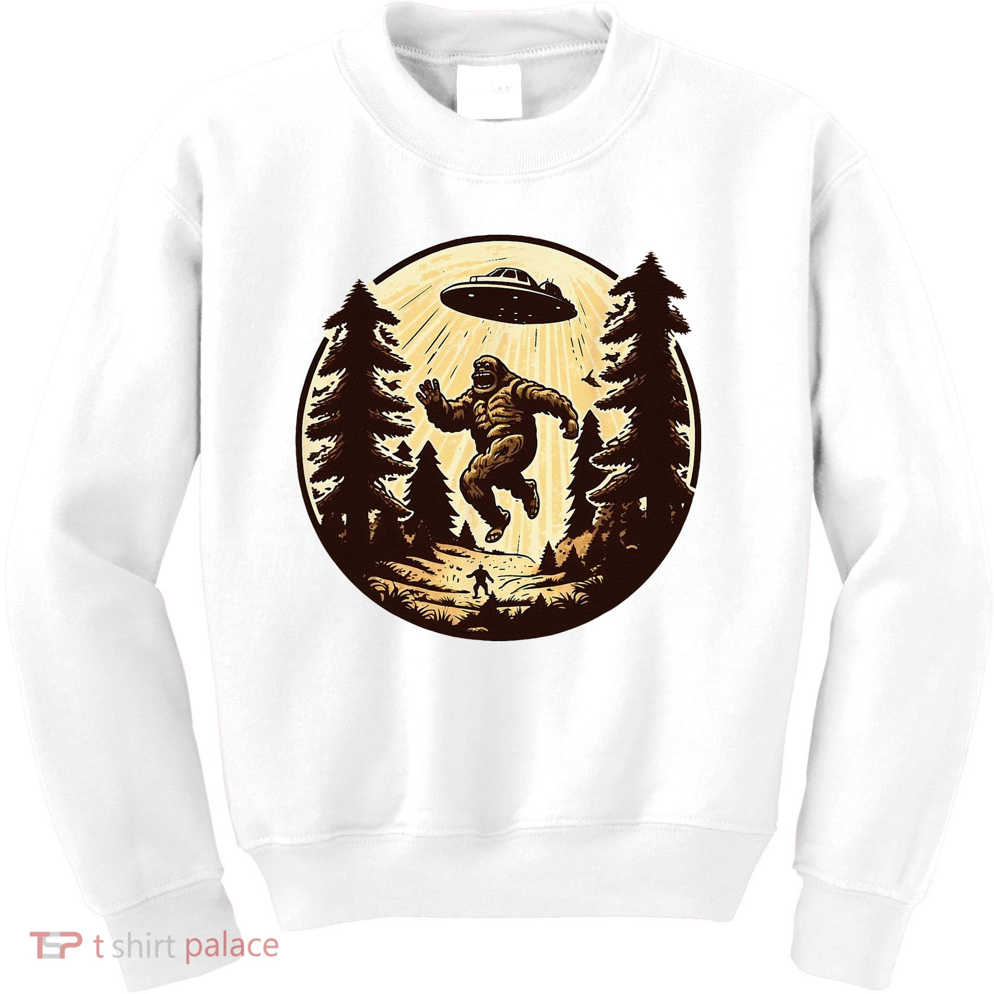 Alien And Bigfoot UFO Bigfoot Alien Kids Sweatshirt