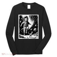 Aliens Abducting cats into Flying UFO Saucer in Cosmic Space Long Sleeve Shirt thumb 0