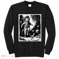Aliens Abducting cats into Flying UFO Saucer in Cosmic Space Sweatshirt thumb 0