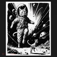 Aliens Abducting cats into Flying UFO Saucer in Cosmic Space Women's Hoodie thumb 2