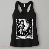 Aliens Abducting cats into Flying UFO Saucer in Cosmic Space Women's Tank Top thumb 3