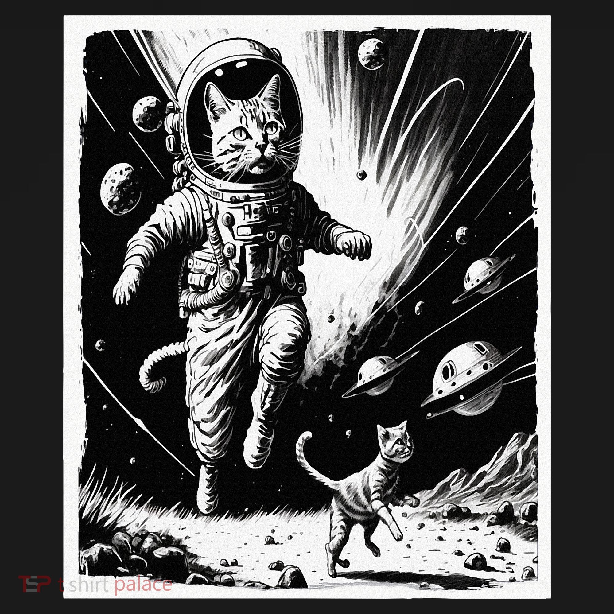 Aliens Abducting cats into Flying UFO Saucer in Cosmic Space Women's Tank Top