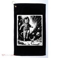 Aliens Abducting cats into Flying UFO Saucer in Cosmic Space Golf Towel thumb 0