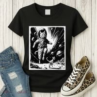 Aliens Abducting cats into Flying UFO Saucer in Cosmic Space Women's T-Shirt thumb 3