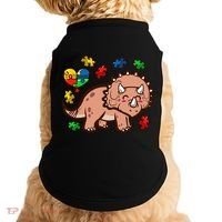 Autism Awareness Cute Triceratops Dinosaur Puzzle Heart Love Gift Doggie Tank thumb 0