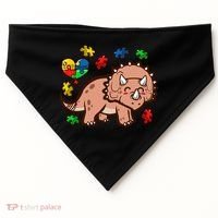 Autism Awareness Cute Triceratops Dinosaur Puzzle Heart Love Gift USA-Made Doggie Bandana thumb 0