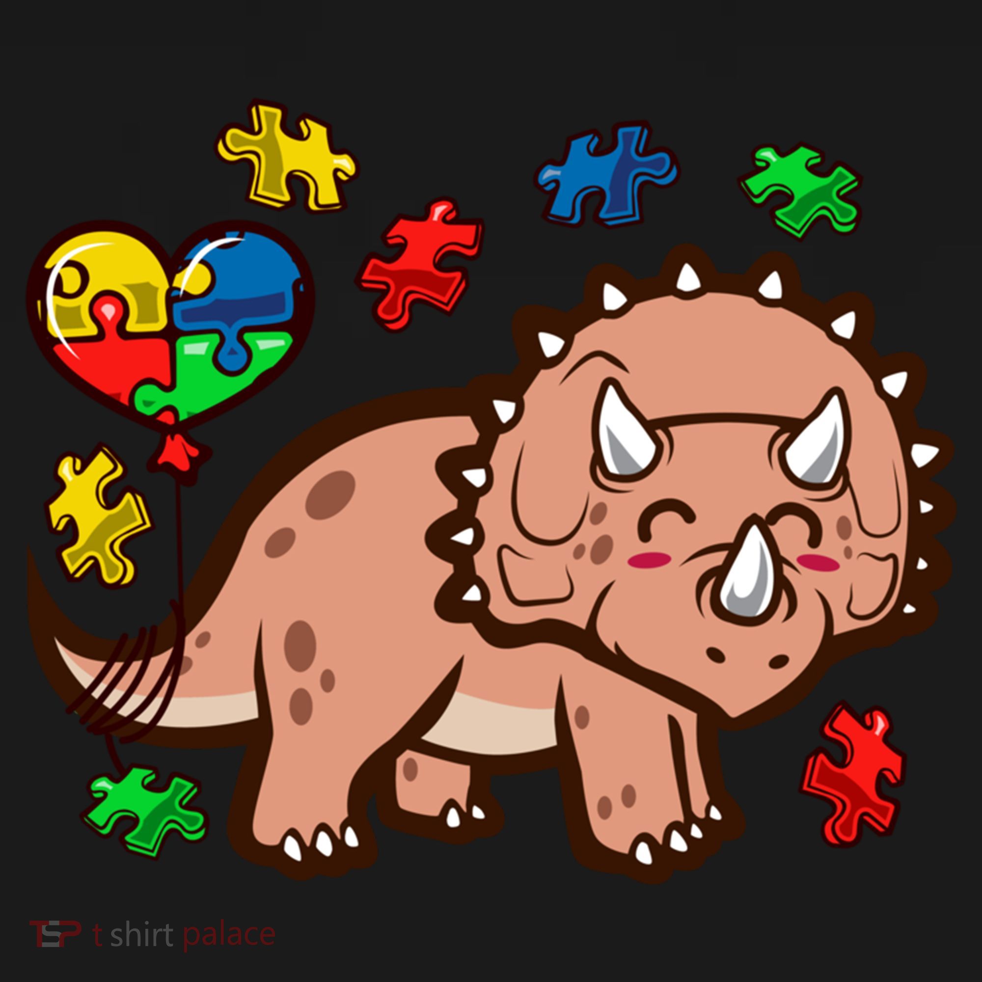 Autism Awareness Cute Triceratops Dinosaur Puzzle Heart Love Gift Bucket Hat