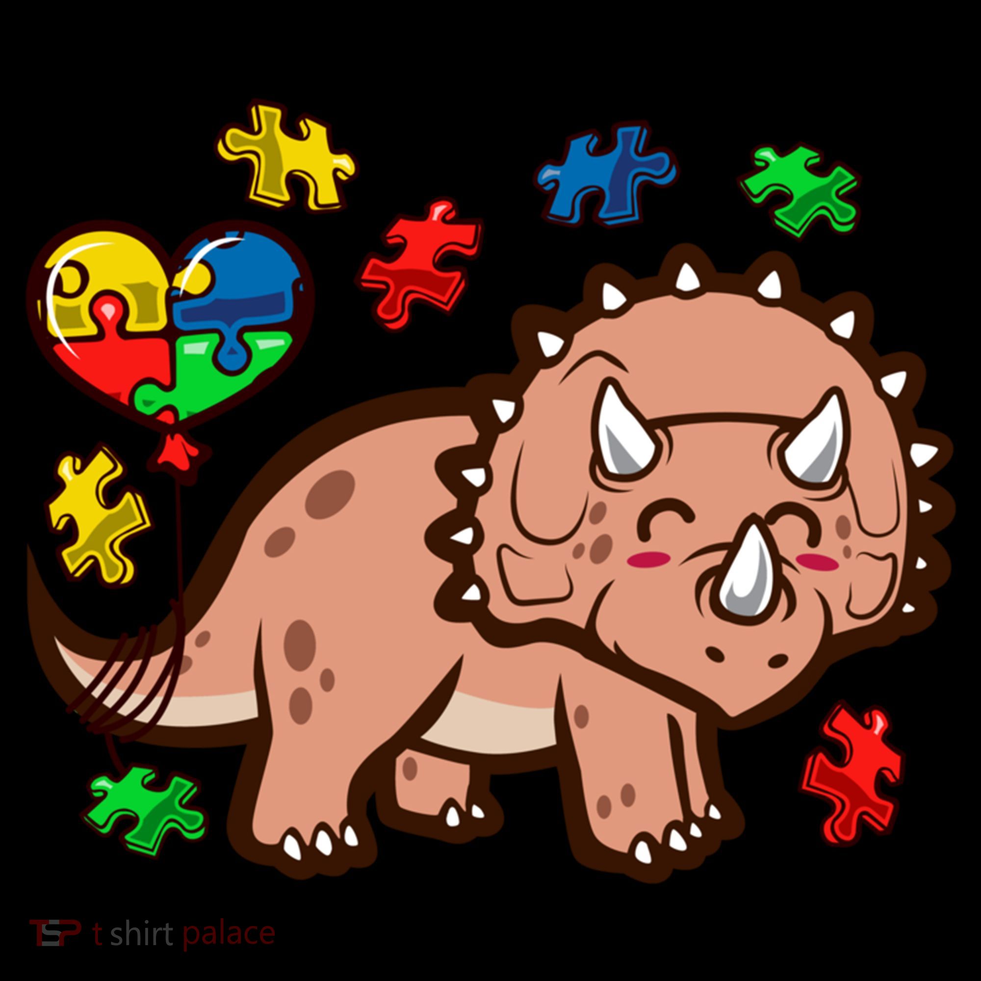 Autism Awareness Cute Triceratops Dinosaur Puzzle Heart Love Gift Coffee Mug