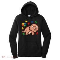 Autism Awareness Cute Triceratops Dinosaur Puzzle Heart Love Gift Women's Hoodie thumb 0