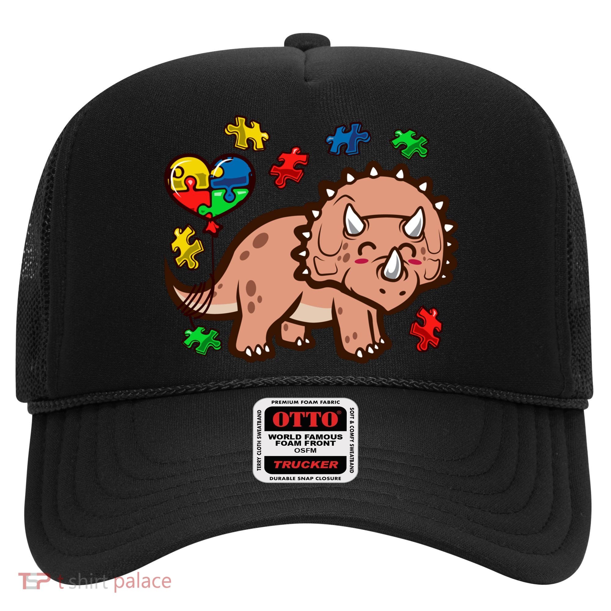 Autism Awareness Cute Triceratops Dinosaur Puzzle Heart Love Gift Hat