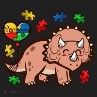 Autism Awareness Cute Triceratops Dinosaur Puzzle Heart Love Gift Golf Towel thumb 3