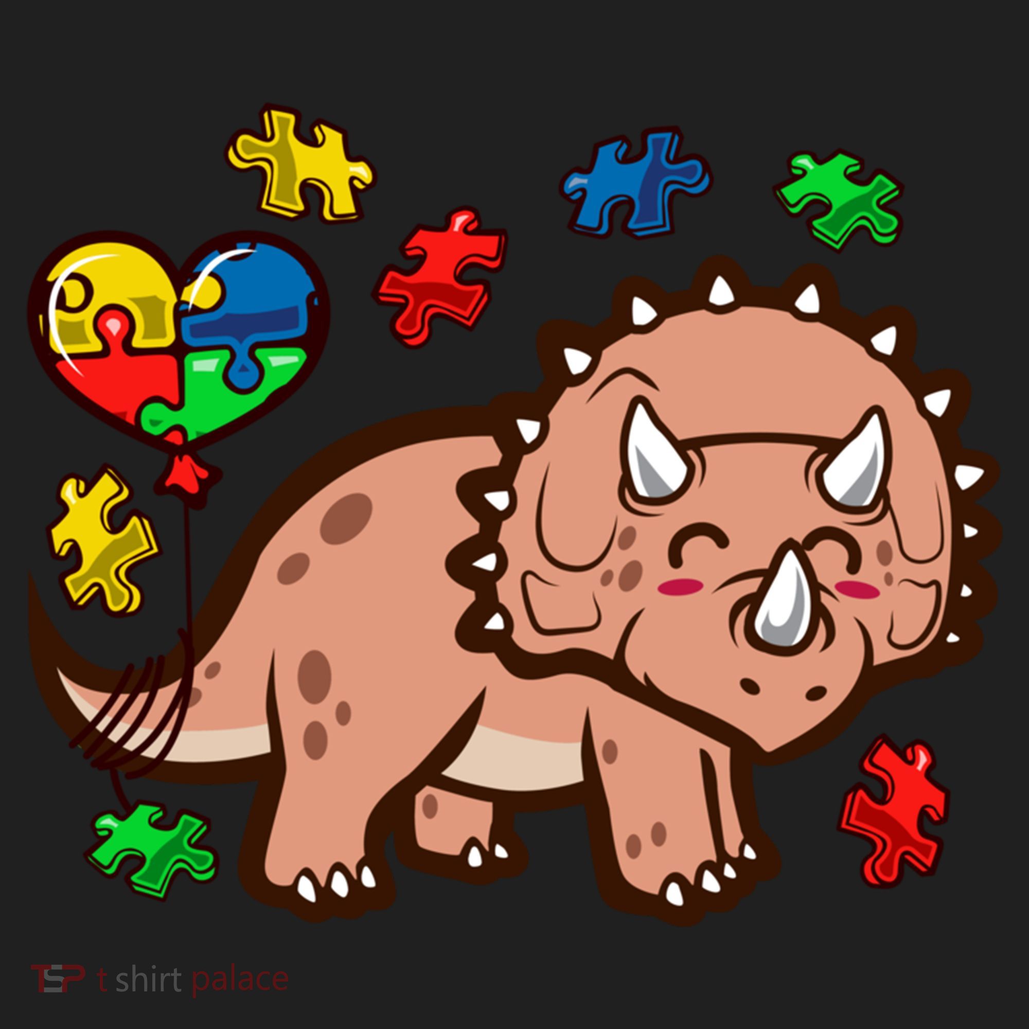 Autism Awareness Cute Triceratops Dinosaur Puzzle Heart Love Gift Golf Towel